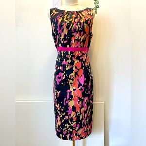 David Meister Designer Colorful Patterned Sheath Dress. Size 10